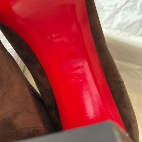 Christian Louboutin turelastic brown cosme suede ankle boot 85mm sz 39.5 - Picture 11 of 12